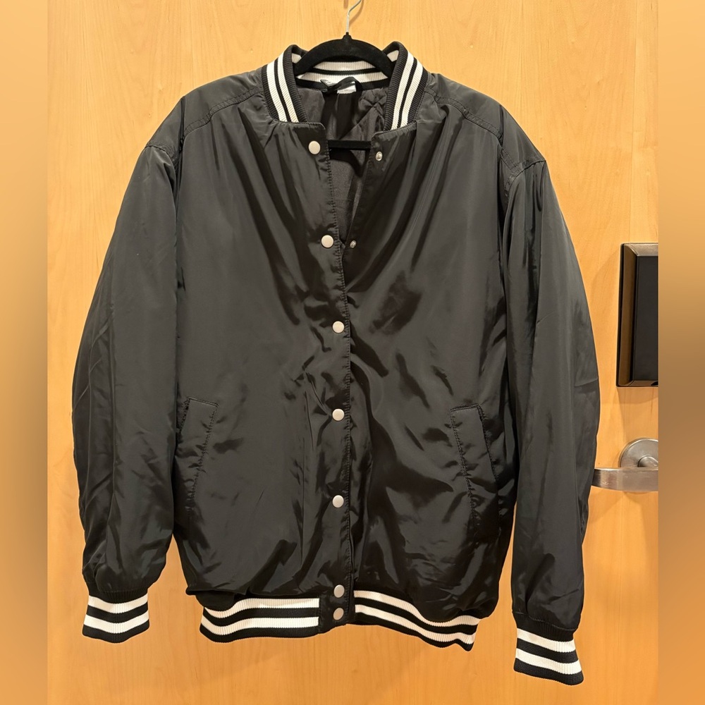 H&M Black Varsity Bomber Jacket (Fits like a Men's S)